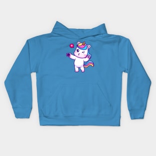 Cute Unicorn Selfie With Phone Cartoon Kids Hoodie